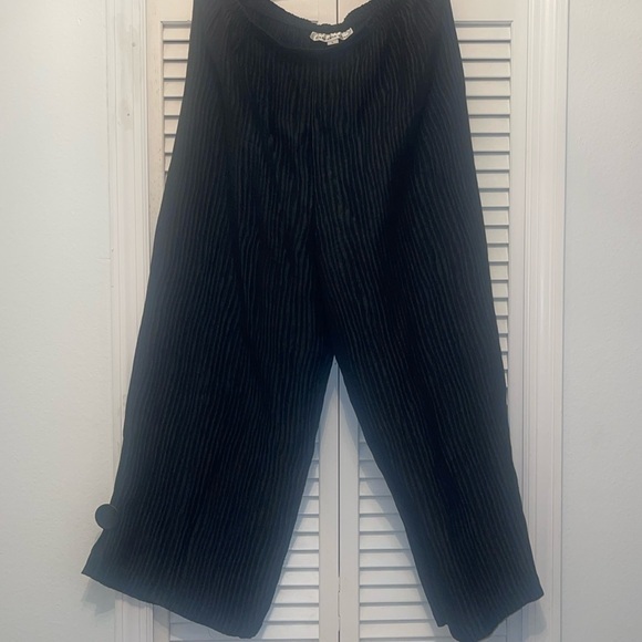 Caroline Rose Pants - Caroline Rose pants silk linen blend striped wide leg